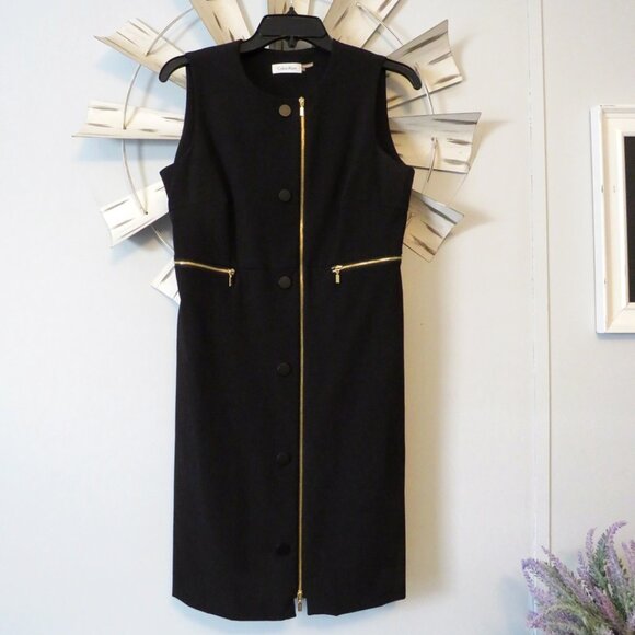 Calvin Klein Black Dress with Gold Hardware Accent Size 6 - Picture 6 of 8